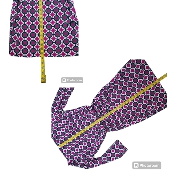 Banana Republic Stretch Geometric Cowl Neck Belted Dress Purple Size Small - Picture 8 of 11